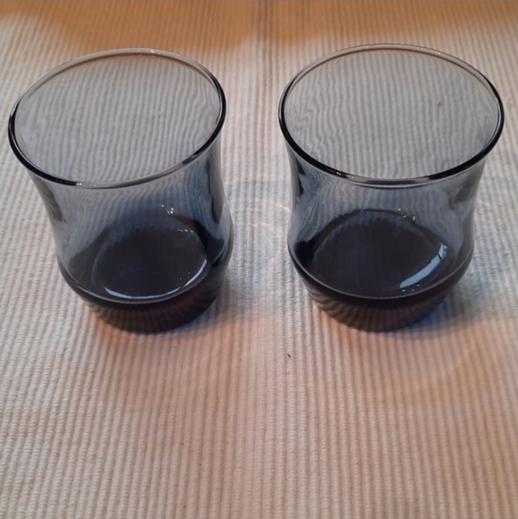 Vintage 2 Sets Libbey Apollo Duskey Navy Blue Lowball Glasses medium & small - Picture 6 of 10